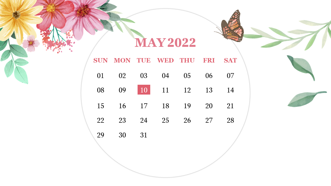 The Beautiful May 2022 PowerPoint Template For Presentation